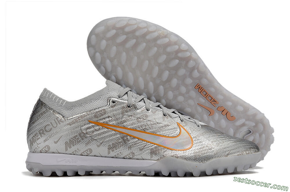 Nike Air Zoom Mercurial Vapor 15 Elite TF Low-Tops Soccer Shoes - Silver/Gold 0