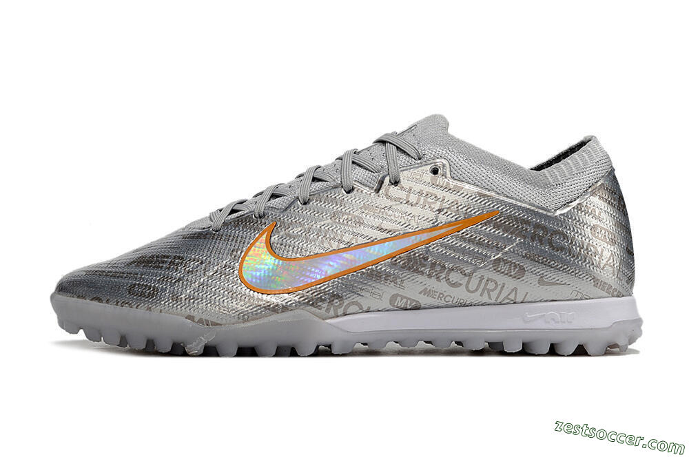 Nike Air Zoom Mercurial Vapor 15 Elite TF Low-Tops Soccer Shoes - Silver/Gold 2