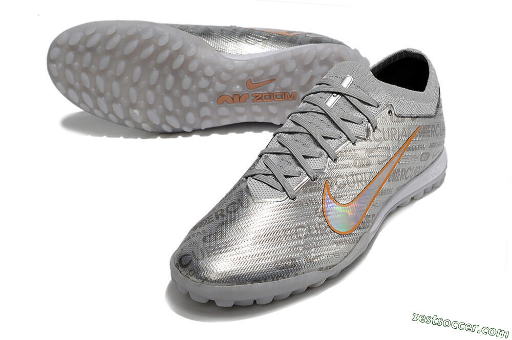 Nike Air Zoom Mercurial Vapor 15 Elite TF Low-Tops Soccer Shoes - Silver/Gold 3