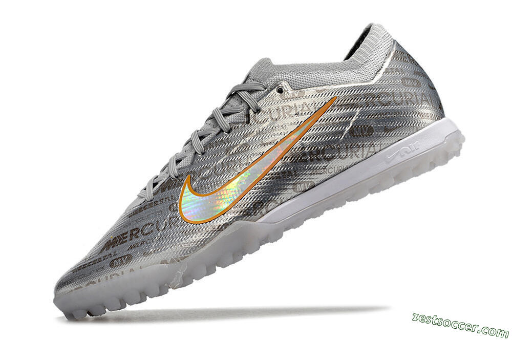 Nike Air Zoom Mercurial Vapor 15 Elite TF Low-Tops Soccer Shoes - Silver/Gold 5