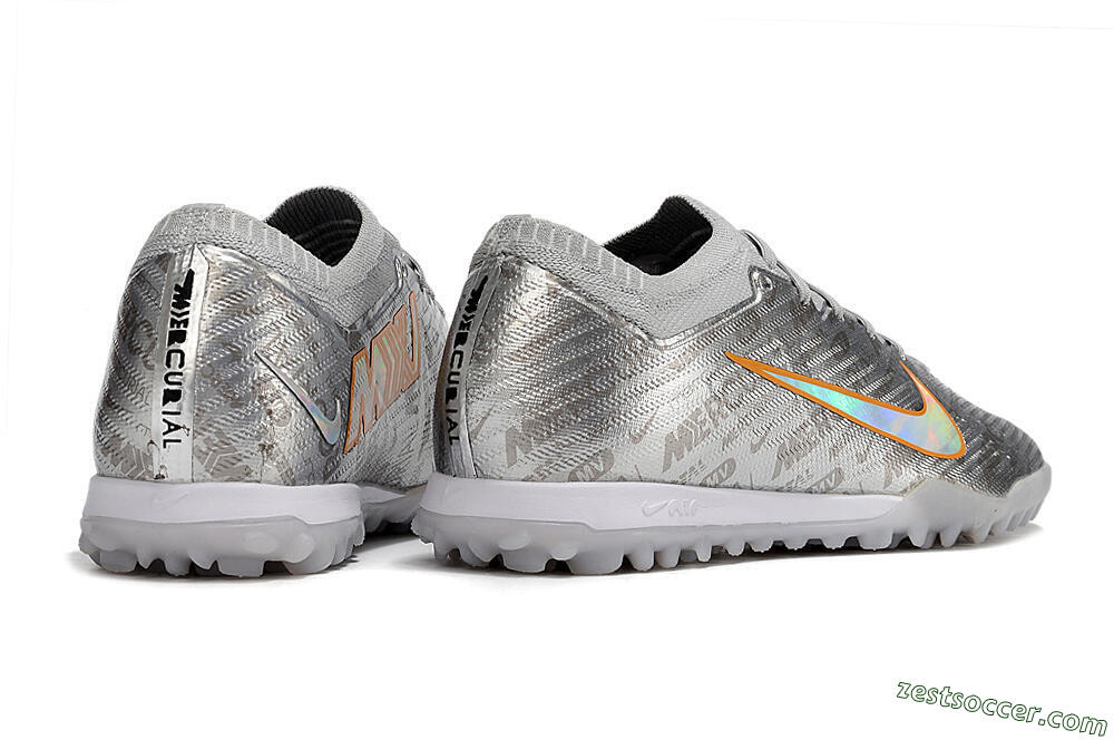 Nike Air Zoom Mercurial Vapor 15 Elite TF Low-Tops Soccer Shoes - Silver/Gold 6