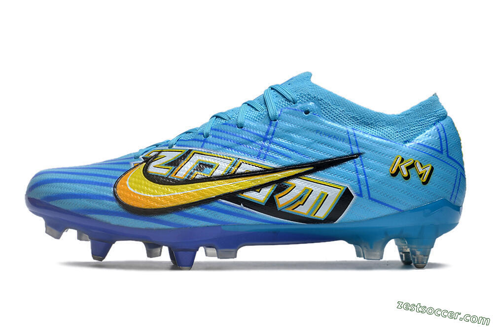 Nike Air Zoom Mercurial Vapor 15 Elite SG Low-Tops Soccer Cleats - Blue/Yellow/Orange/White 2