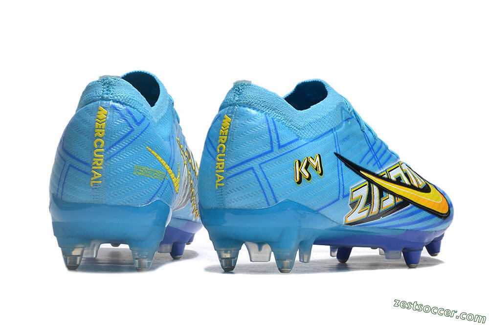 Nike Air Zoom Mercurial Vapor 15 Elite SG Low-Tops Soccer Cleats - Blue/Yellow/Orange/White 6