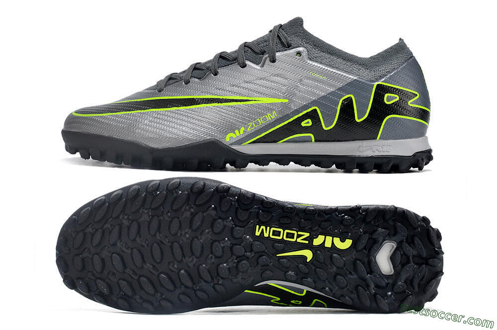 Nike Air Zoom Mercurial Vapor 15 Elite TF Low-Tops Soccer Shoes - Silver/Grey/Black/Green 1