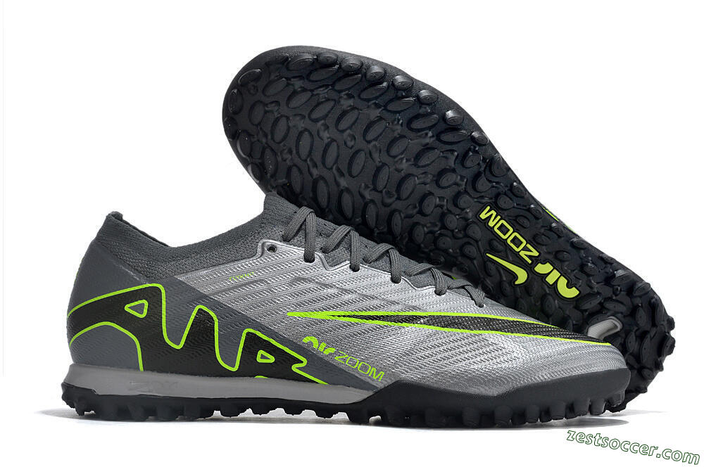Nike Air Zoom Mercurial Vapor 15 Elite TF Low-Tops Soccer Shoes - Silver/Grey/Black/Green 0