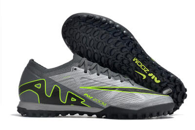 Nike Air Zoom Mercurial Vapor 15 Elite TF Low-Tops Soccer Shoes - Silver/Grey/Black/Green