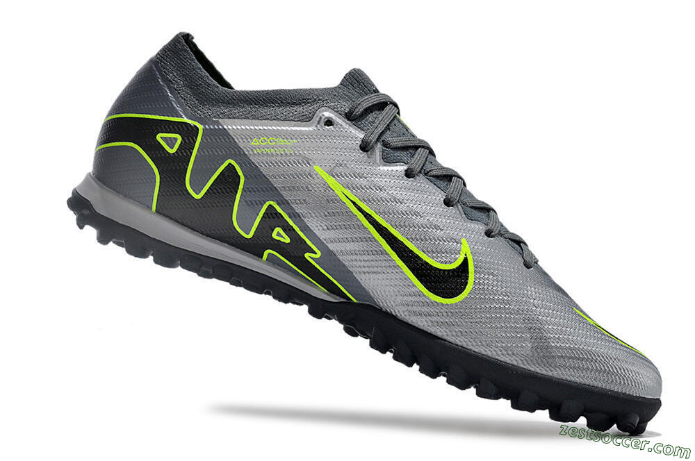 Nike Air Zoom Mercurial Vapor 15 Elite TF Low-Tops Soccer Shoes - Silver/Grey/Black/Green 4