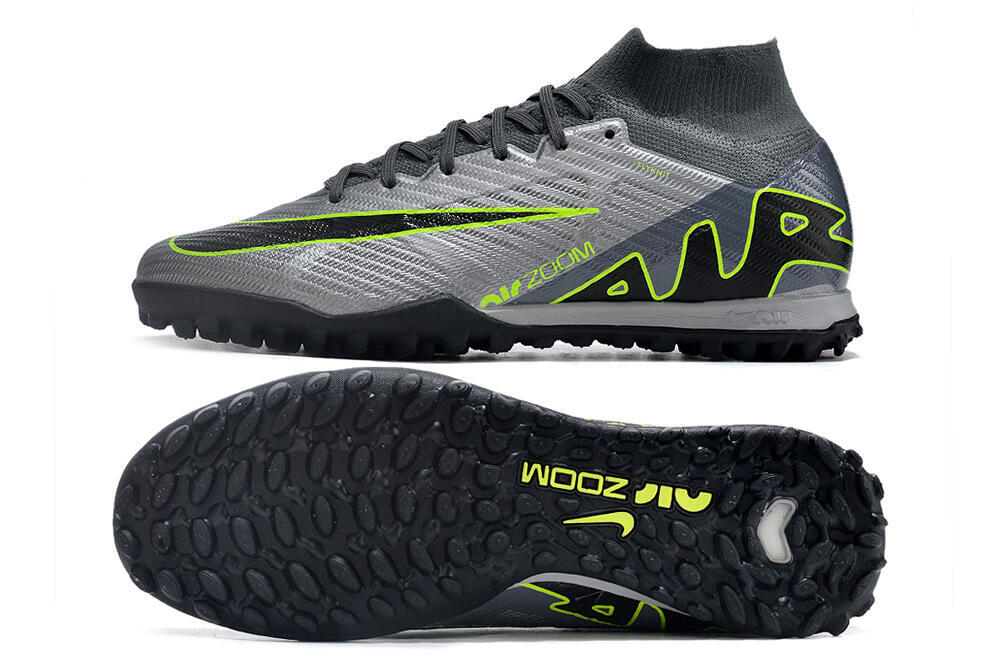 Nike Air Zoom Mercurial Superfly 9 Elite TF High-Tops Soccer Shoes - Silver/Grey/Black/Green 1