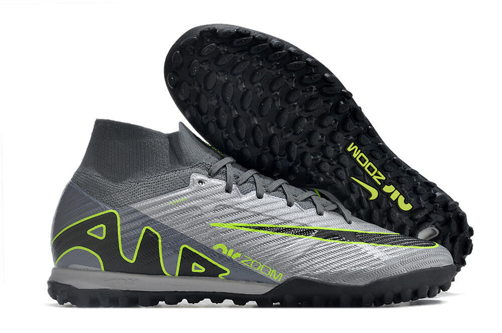 Nike Air Zoom Mercurial Superfly 9 Elite TF High-Tops Soccer Shoes - Silver/Grey/Black/Green 0