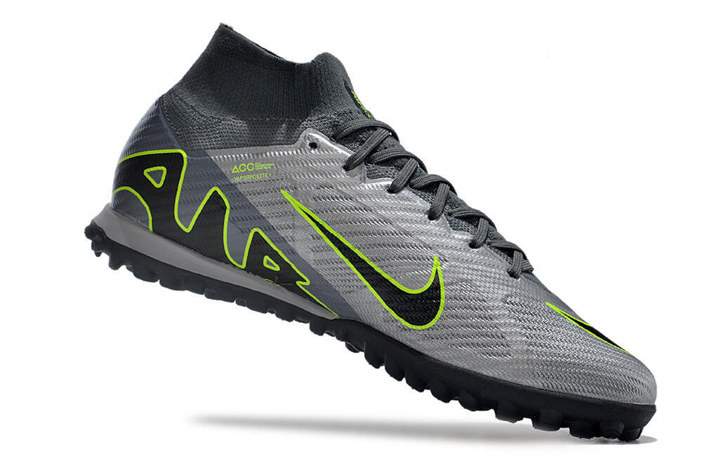 Nike Air Zoom Mercurial Superfly 9 Elite TF High-Tops Soccer Shoes - Silver/Grey/Black/Green 4