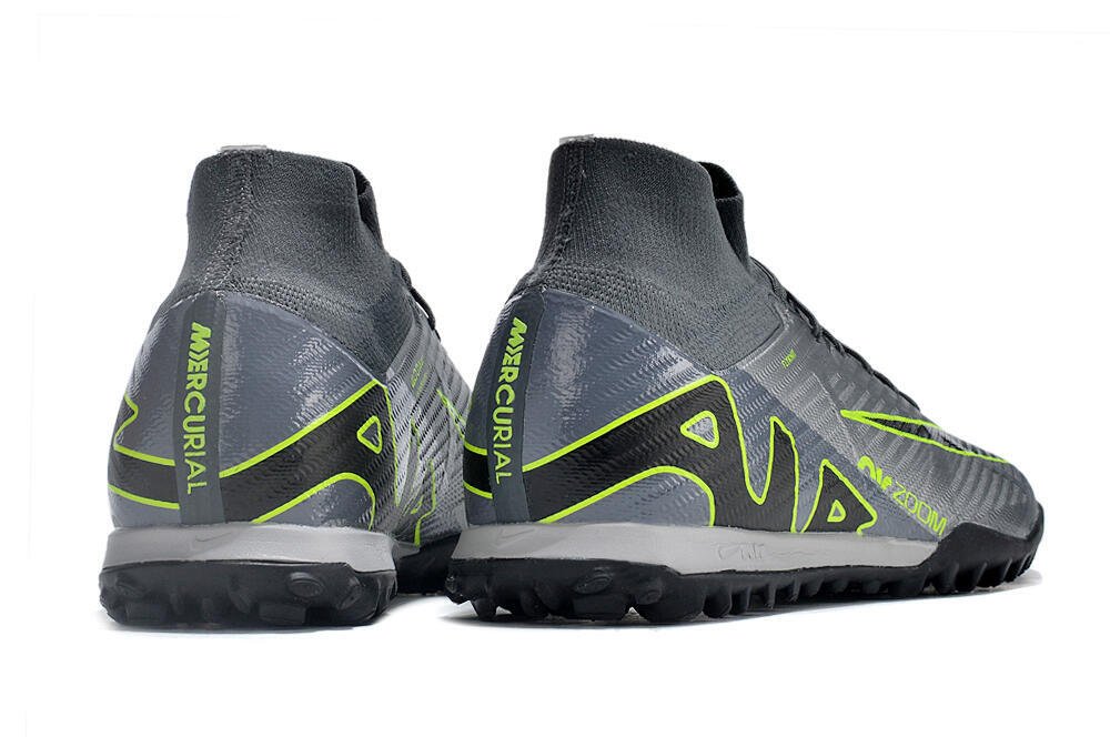 Nike Air Zoom Mercurial Superfly 9 Elite TF High-Tops Soccer Shoes - Silver/Grey/Black/Green 6