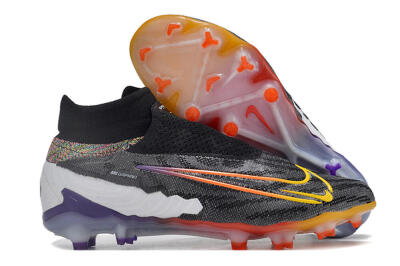 Nike Phantom GX Elite FG High-Tops Soccer Cleats - Black/Yellow/Orange/Purple