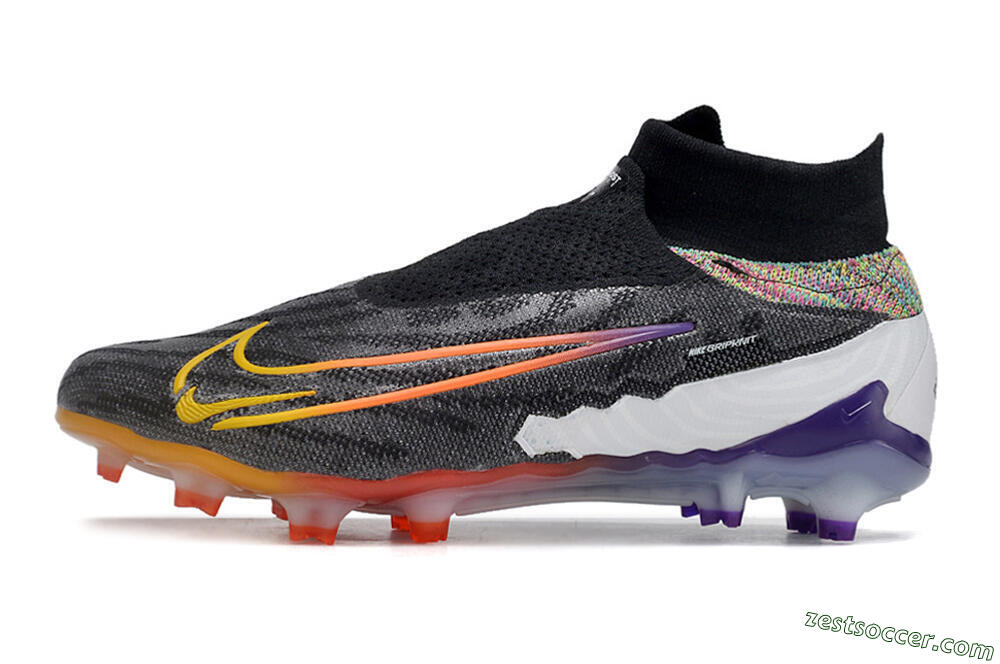 Nike Phantom GX Elite FG High-Tops Soccer Cleats - Black/Yellow/Orange/Purple 2