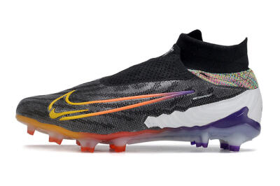Nike Phantom GX Elite FG High-Tops Soccer Cleats - Black/Yellow/Orange/Purple
