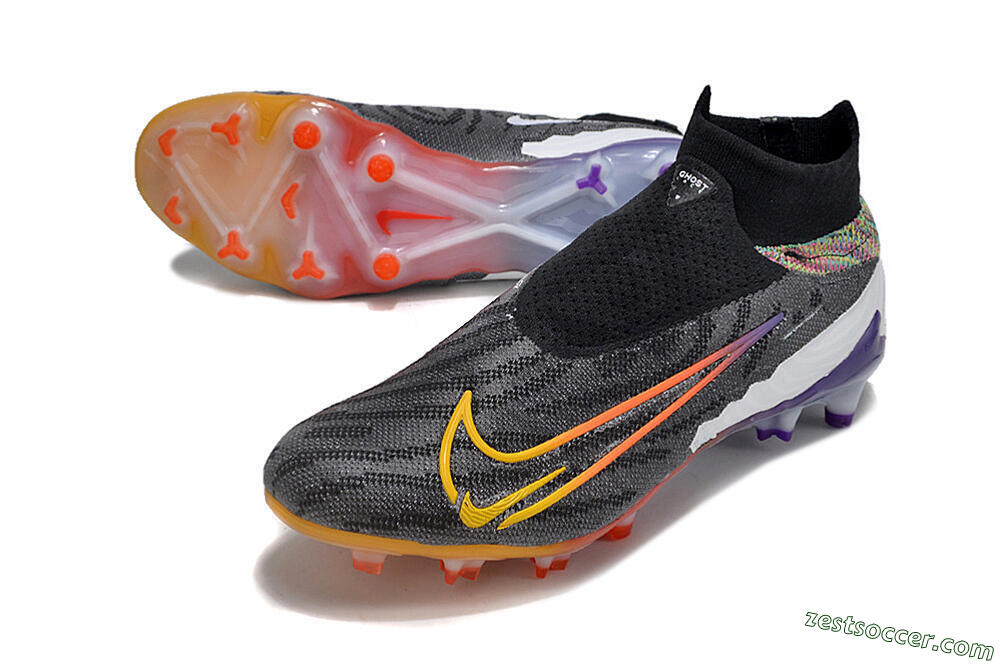 Nike Phantom GX Elite FG High-Tops Soccer Cleats - Black/Yellow/Orange/Purple 3
