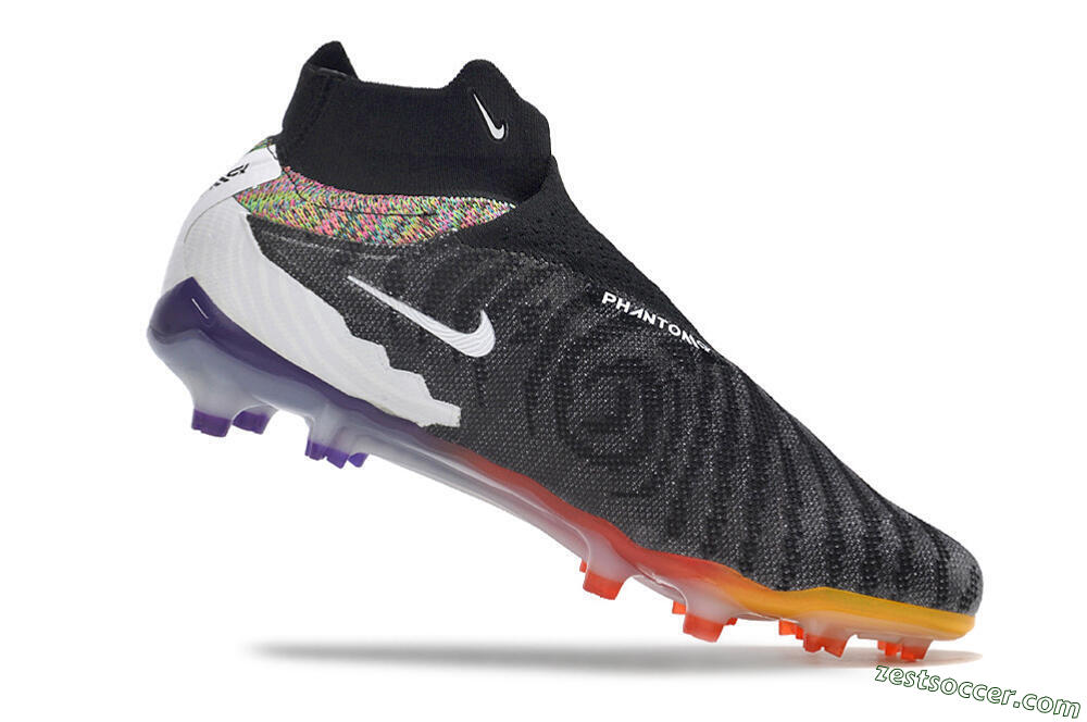Nike Phantom GX Elite FG High-Tops Soccer Cleats - Black/Yellow/Orange/Purple 4