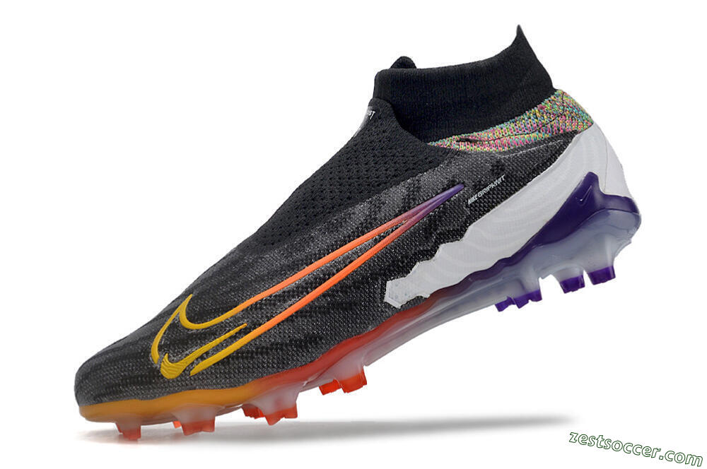 Nike Phantom GX Elite FG High-Tops Soccer Cleats - Black/Yellow/Orange/Purple 5