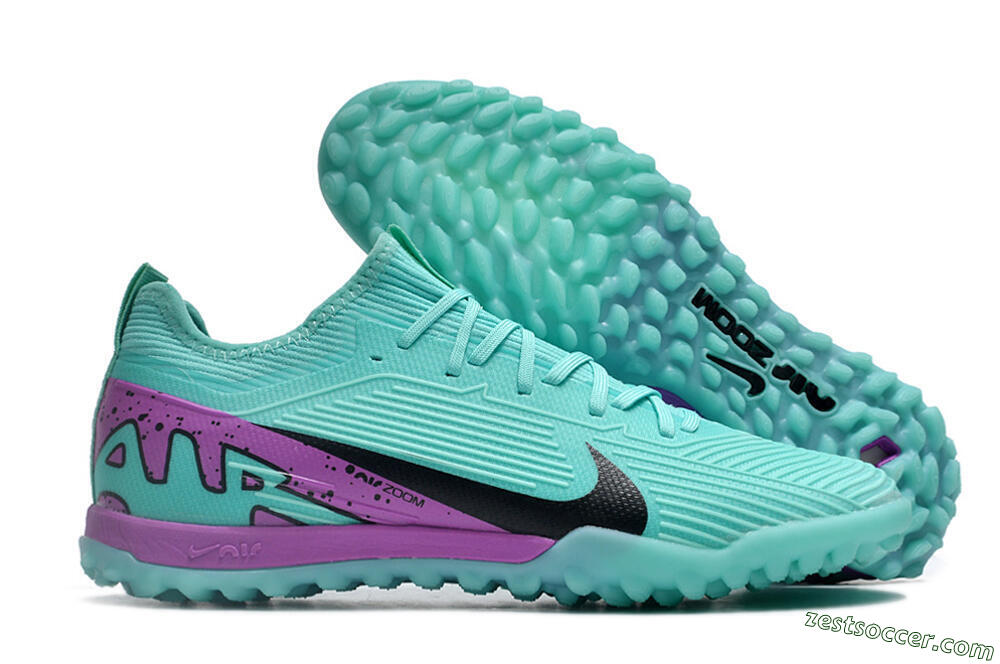Nike Air Zoom Mercurial Vapor 15 Pro TF Low-Tops Soccer Shoes - Jade/Black/Purple 0