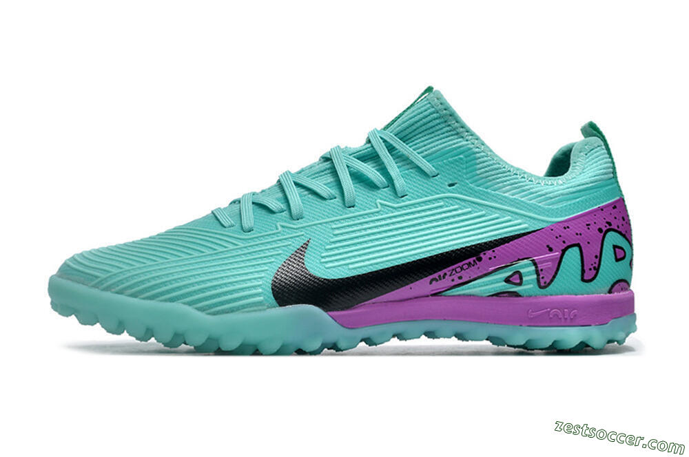 Nike Air Zoom Mercurial Vapor 15 Pro TF Low-Tops Soccer Shoes - Jade/Black/Purple 2