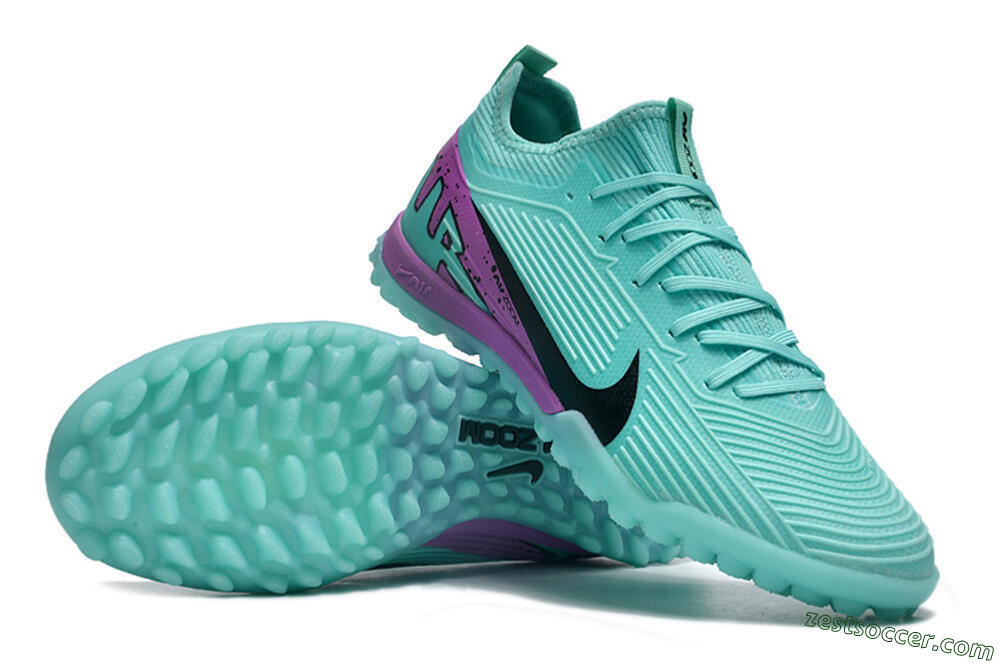 Nike Air Zoom Mercurial Vapor 15 Pro TF Low-Tops Soccer Shoes - Jade/Black/Purple 3