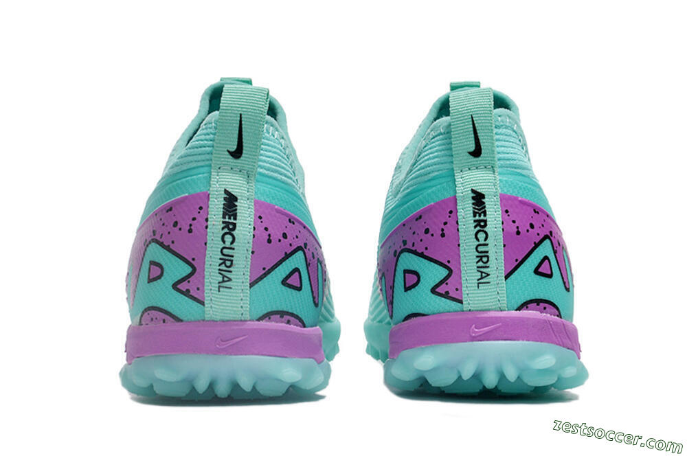 Nike Air Zoom Mercurial Vapor 15 Pro TF Low-Tops Soccer Shoes - Jade/Black/Purple 5