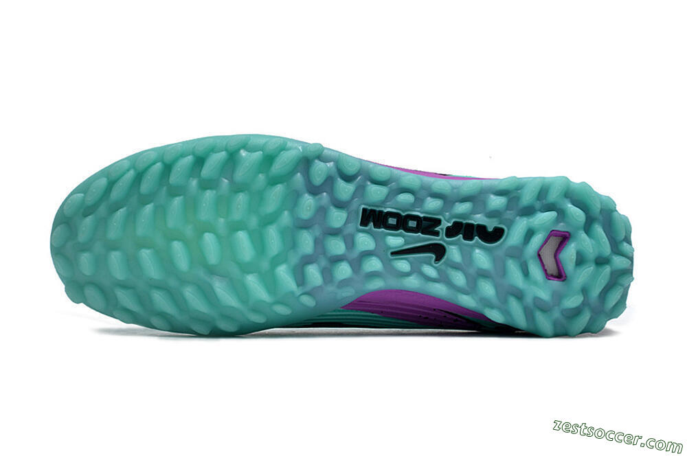 Nike Air Zoom Mercurial Vapor 15 Pro TF Low-Tops Soccer Shoes - Jade/Black/Purple 6