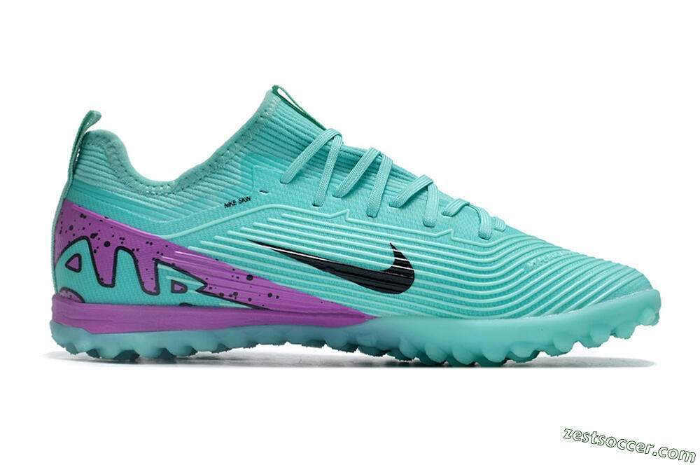 Nike Air Zoom Mercurial Vapor 15 Pro TF Low-Tops Soccer Shoes - Jade/Black/Purple 7
