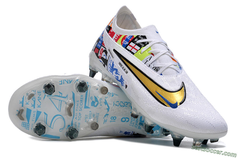 Nike Phantom GX Elite SG Low-Tops Soccer Cleats - White/Rainbow 3