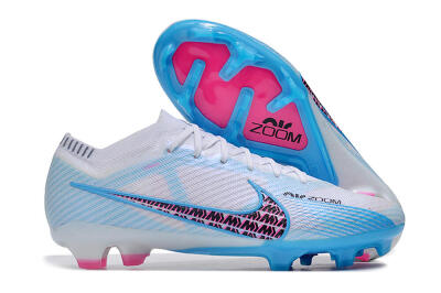 Nike Air Zoom Mercurial Vapor 15 Elite FG Low-Tops Soccer Cleats - White/Blue/Pink