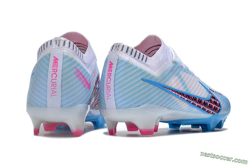 Nike Air Zoom Mercurial Vapor 15 Elite FG Low-Tops Soccer Cleats - White/Blue/Pink 6