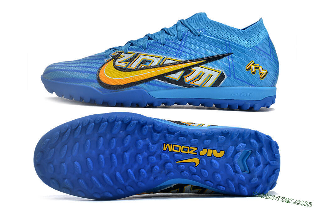 Nike Air Zoom Mercurial Vapor 15 Elite TF Low-Tops Soccer Shoes - Blue/White/Orange/Yellow 1
