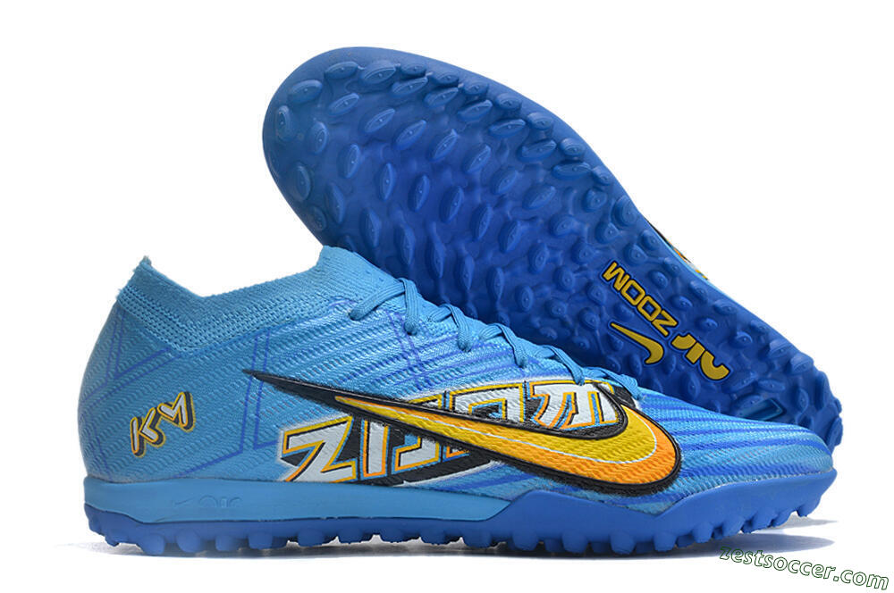 Nike Air Zoom Mercurial Vapor 15 Elite TF Low-Tops Soccer Shoes - Blue/White/Orange/Yellow 0