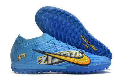 Nike Air Zoom Mercurial Vapor 15 Elite TF Low-Tops Soccer Shoes - Blue/White/Orange/Yellow