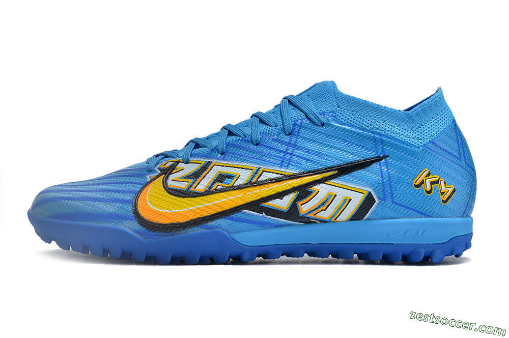 Nike Air Zoom Mercurial Vapor 15 Elite TF Low-Tops Soccer Shoes - Blue/White/Orange/Yellow 2