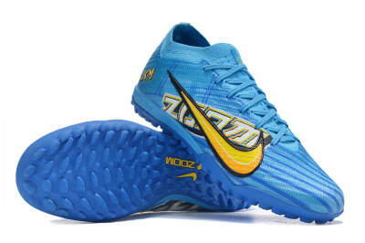 Nike Air Zoom Mercurial Vapor 15 Elite TF Low-Tops Soccer Shoes - Blue/White/Orange/Yellow