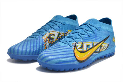 Nike Air Zoom Mercurial Vapor 15 Elite TF Low-Tops Soccer Shoes - Blue/White/Orange/Yellow