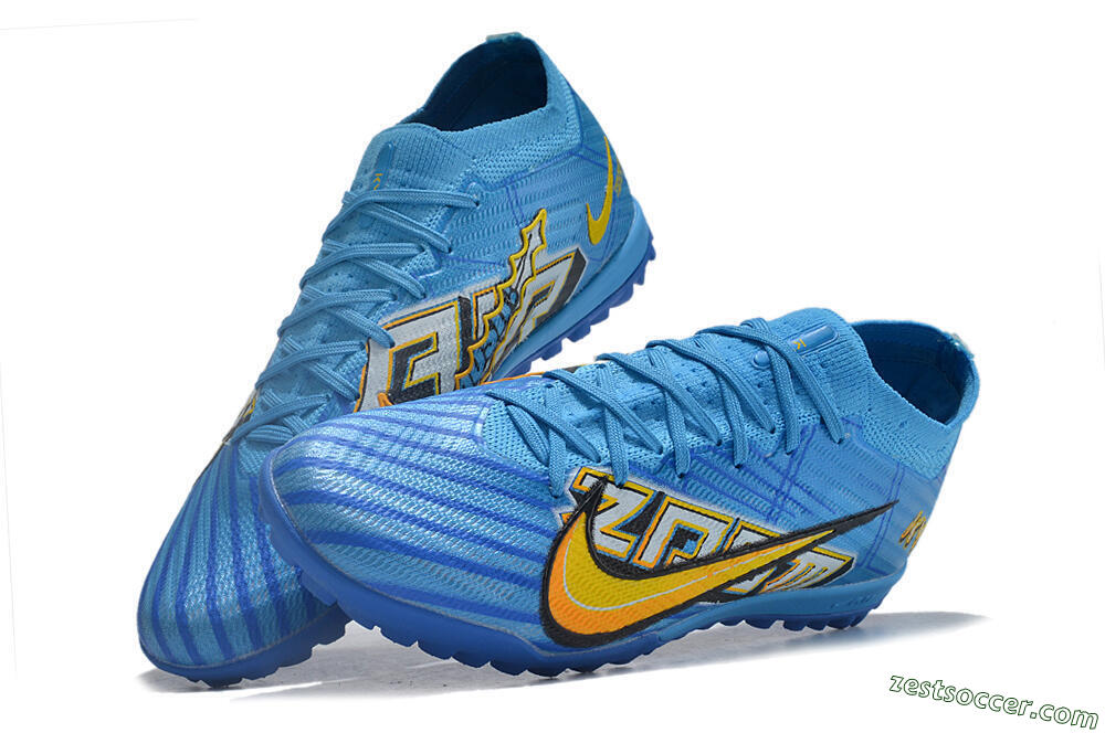 Nike Air Zoom Mercurial Vapor 15 Elite TF Low-Tops Soccer Shoes - Blue/White/Orange/Yellow 6