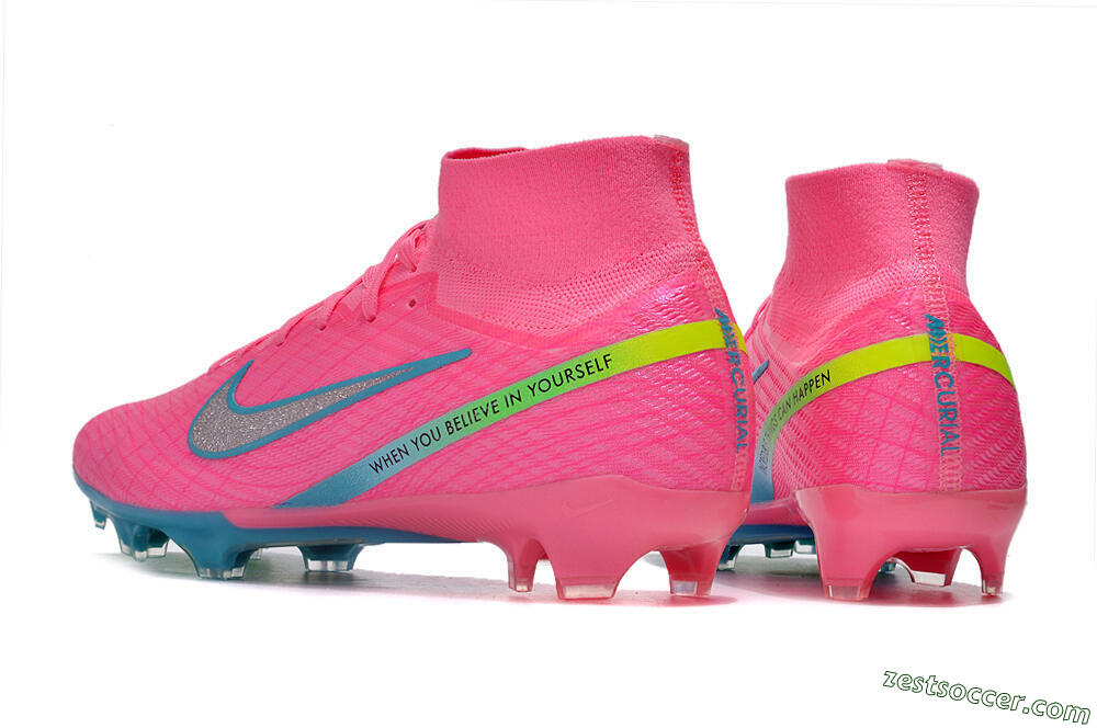 Nike Air Zoom Mercurial Superfly 9 Elite FG High-Tops Soccer Cleats - Pink/Silver/Blue/Yellow 4
