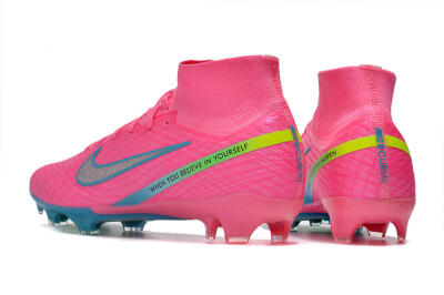 Nike Air Zoom Mercurial Superfly 9 Elite FG High-Tops Soccer Cleats - Pink/Silver/Blue/Yellow