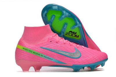 Nike Air Zoom Mercurial Superfly 9 Elite FG High-Tops Soccer Cleats - Pink/Silver/Blue/Yellow