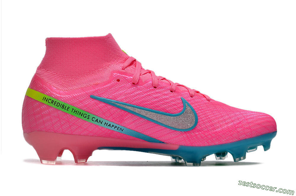 Nike Air Zoom Mercurial Superfly 9 Elite FG High-Tops Soccer Cleats - Pink/Silver/Blue/Yellow 5