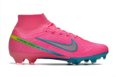 Nike Air Zoom Mercurial Superfly 9 Elite FG High-Tops Soccer Cleats - Pink/Silver/Blue/Yellow