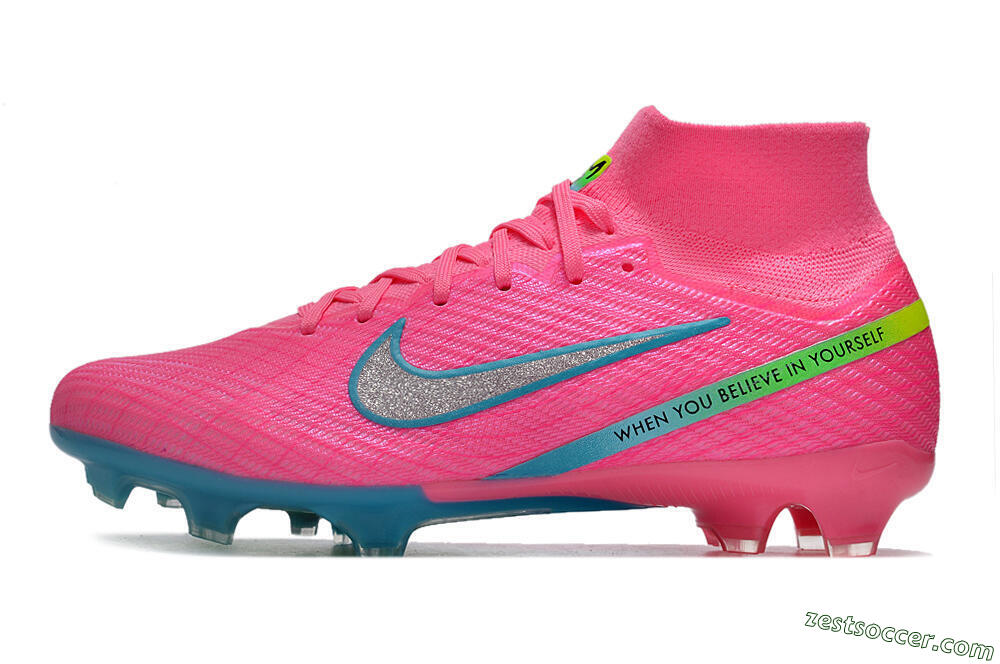 Nike Air Zoom Mercurial Superfly 9 Elite FG High-Tops Soccer Cleats - Pink/Silver/Blue/Yellow 2