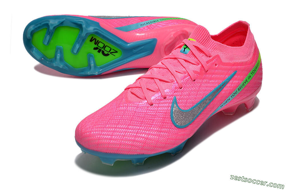 Nike Air Zoom Mercurial Vapor 15 Elite FG Low-Tops Soccer Cleats - Pink/Silver/Blue/Yellow 3