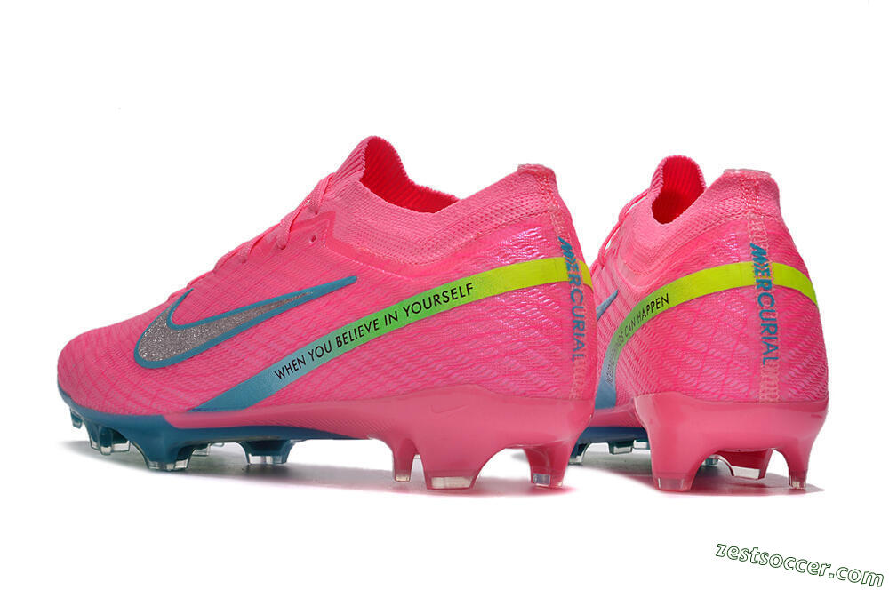 Nike Air Zoom Mercurial Vapor 15 Elite FG Low-Tops Soccer Cleats - Pink/Silver/Blue/Yellow 4