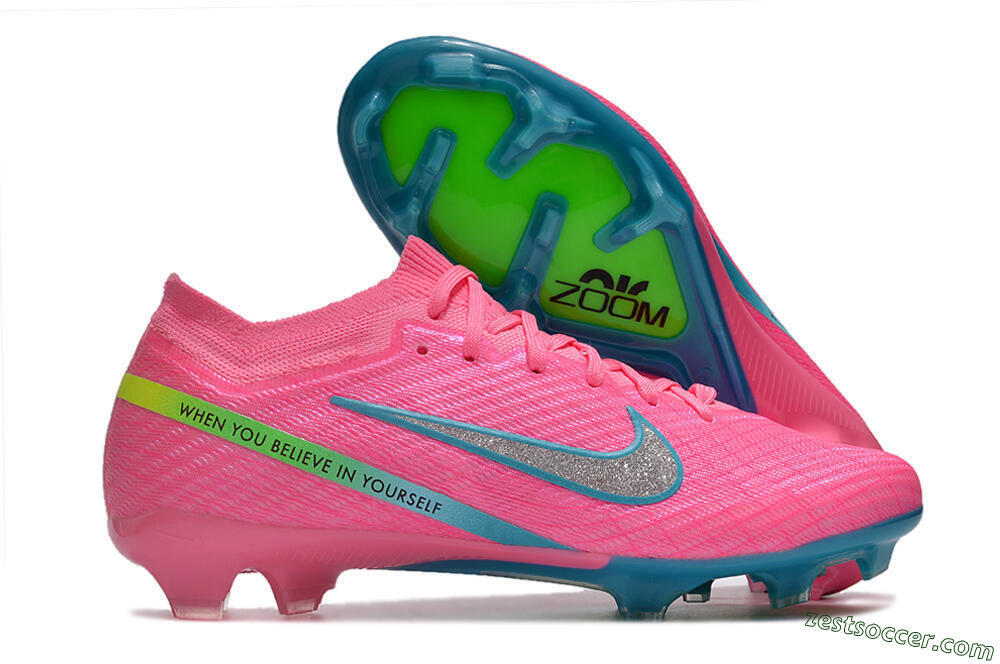 Nike Air Zoom Mercurial Vapor 15 Elite FG Low-Tops Soccer Cleats - Pink/Silver/Blue/Yellow 0