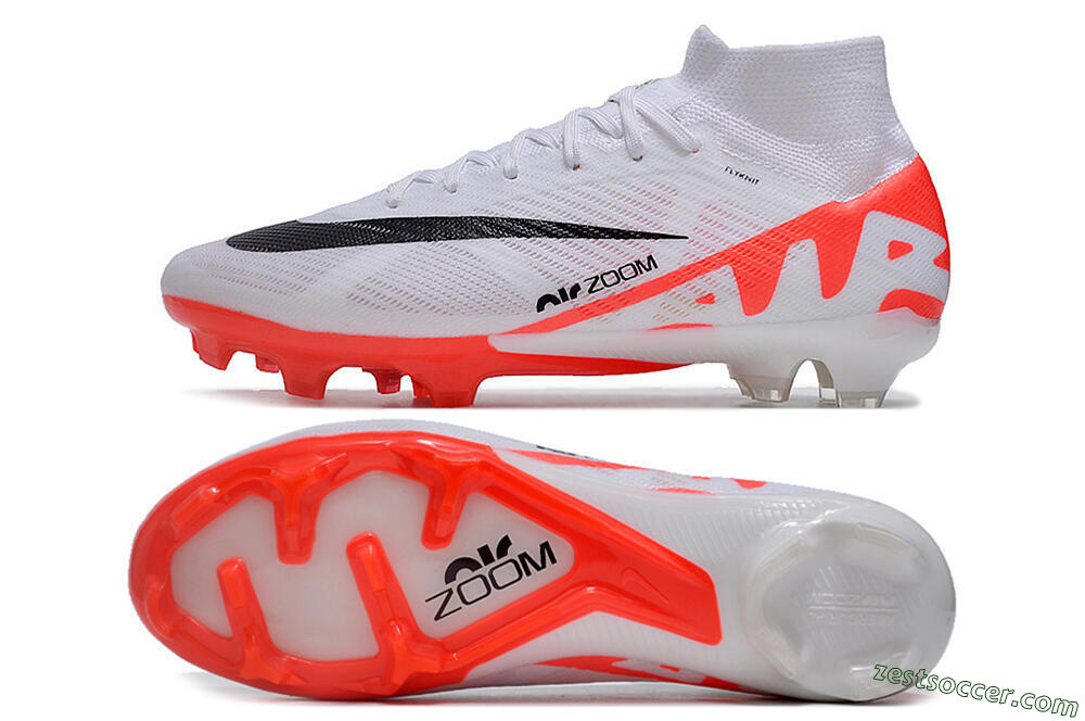 Nike Air Zoom Mercurial Superfly 9 Elite FG High-Tops Soccer Cleats - White/Black/Red 1