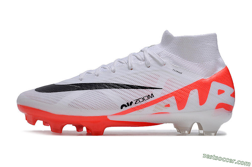 Nike Air Zoom Mercurial Superfly 9 Elite FG High-Tops Soccer Cleats - White/Black/Red 2