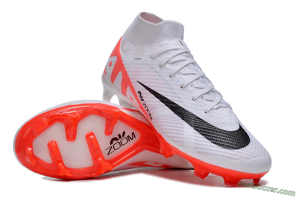 Nike Air Zoom Mercurial Superfly 9 Elite FG High-Tops Soccer Cleats - White/Black/Red 3