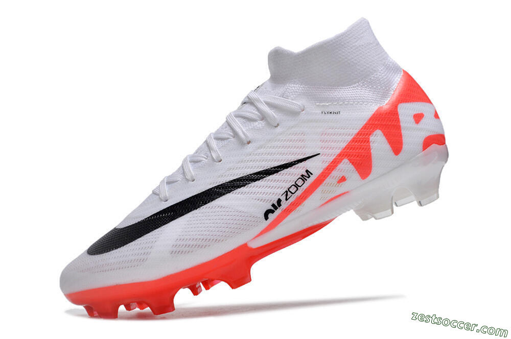 Nike Air Zoom Mercurial Superfly 9 Elite FG High-Tops Soccer Cleats - White/Black/Red 5